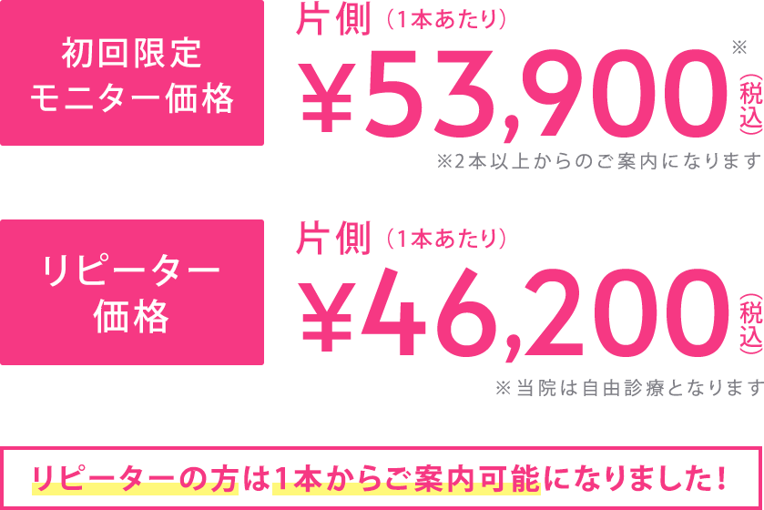 Aスレッド 片側1本あたり 新規限定モニター価格 ¥38,400（税込）